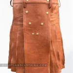 Premium Quality Hand Made Scottish Brown Leather Kilt