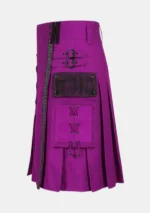 Purple Utility Kilt With Net Pocket Left Side