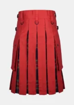 Red Cotton & Black Stewart Tartan Hybrid Kilt Back
