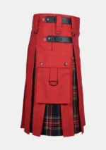 Red Cotton & Black Stewart Tartan Hybrid Kilt Right