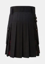 Black Stewart Hybrid Tartan Kilt Back