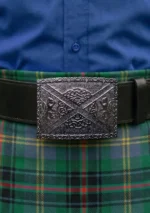 Celtic Lion Rampant Saltire Scottish Kilt Belt Buckle Front View