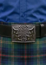 Embossed Thistle Scottish Kilt Belt Buckle Front View