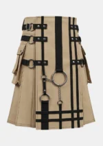 Fashion Khaki Utility Kilt With Side Pocket
