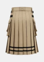 Fashion Khaki Utility Kilt With Side Pocket Back View
