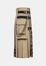 Fashion Khaki Utility Kilt With Side Pocket Right Side View