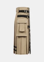 Fashion Khaki Utility Kilt With Side Pocket Side View