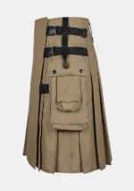 Khaki Cotton Utility Kilt Left Side