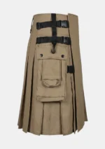 Khaki Cotton Utility Kilt Right Side