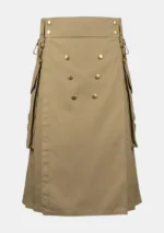 Khaki Utility Kilt Brass Button