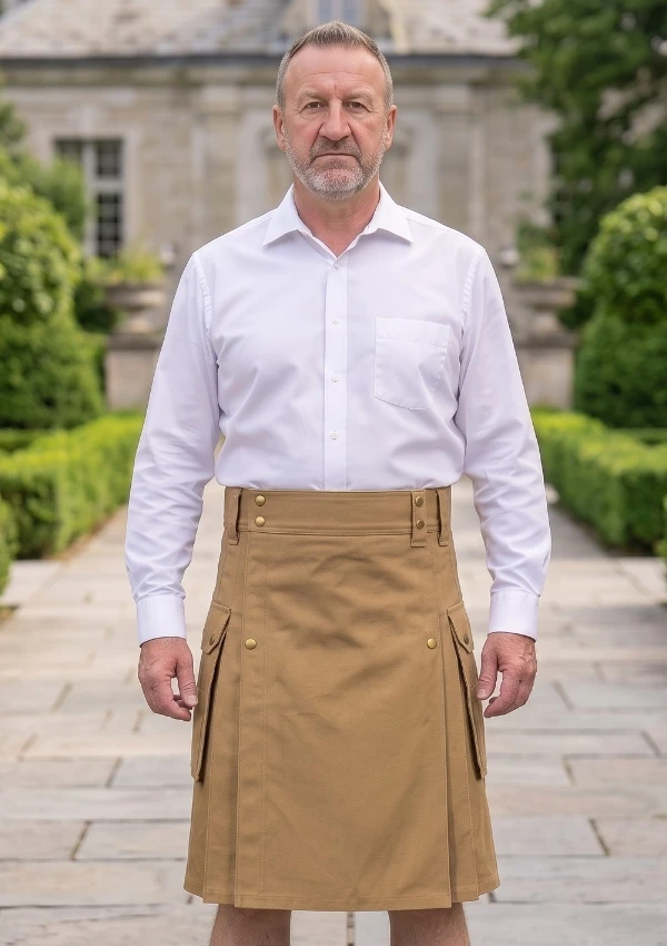 Khaki Utility Kilt For Men's
