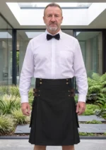 Men's Black Cotton Utility Kilt