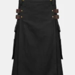 Mens Black Cotton Utility Kilt