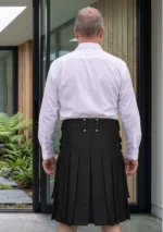 Men's Black Cotton Utility Kilt Back