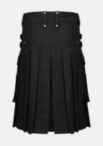 Mens Black Cotton Utility Kilt Back