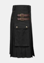 Mens Black Cotton Utility Kilt Right
