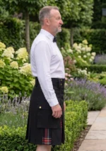 Men's Black Stewart Hybrid Tartan Kilt Side
