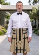 Men's Fashion Khaki Utility Kilt With Side Pocket