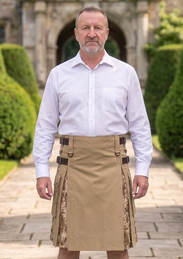 Men's Khaki & Camo Hybrid Kilt
