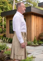 Men's Khaki Combat Utility Kilt Side