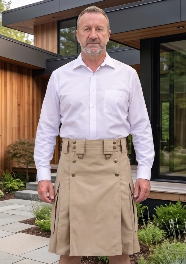 Men's Khaki Combat Utility Kilt