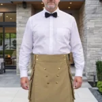 Men's Khaki Utility Kilt Brass Button