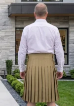 Men's Khaki Utility Kilt Brass Button Back View