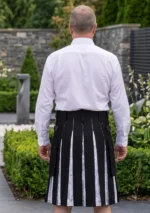 Men's Modern Black & White Utility Kilt Back