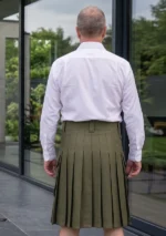 Men's Olive Cotton Utility Kilt Back