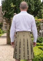 Men's Scottish Khaki Hybrid Utility Kilt Back