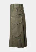 Olive Cotton Utility Kilt Right
