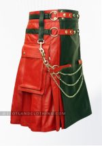 Premium Quality Red and Black Leather Kilt Design-25