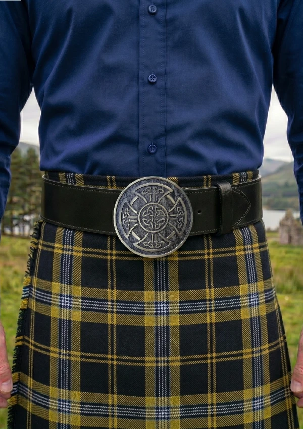 Round Celtic Knot Scottish Kilt Belt Buckle Antique
