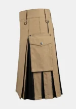 Scottish Khaki Black Hybrid Utility Kilt Left