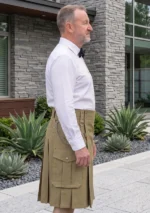 Special Khaki Utility Kilt for Men's Side View