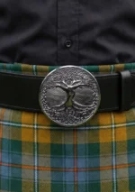Tree Celtic Round Kilt Belt Buckle Front View