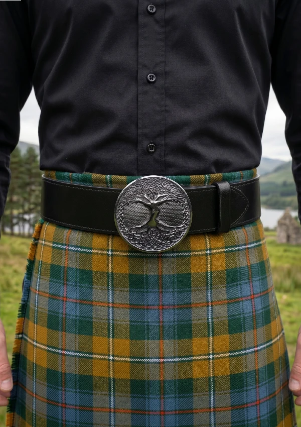 Tree Celtic Round Kilt Belt Buckle