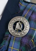 Irish Harp Kilt Fly Plaid Brooch Front