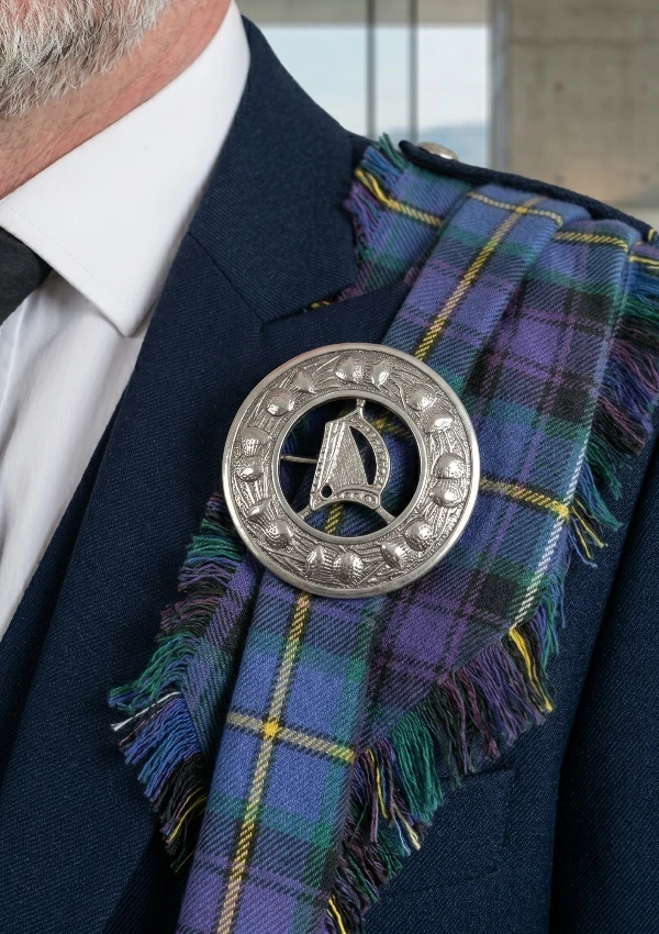 Irish Harp Kilt Fly Plaid Brooch