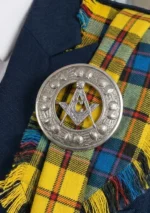 Masonic Kilt Fly Plaid Brooch Front