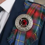 Red Stone Kilt Fly Plaid Brooch