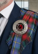 Red Stone Kilt Fly Plaid Brooch