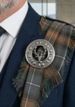 Stag Head Kilt Fly Plaid Brooch
