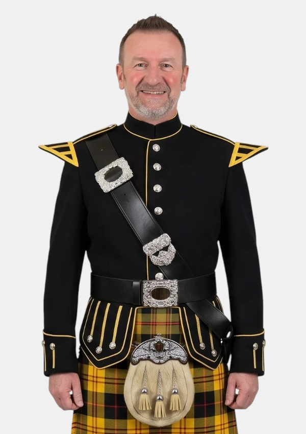 Black Military Doublet Jacket Front View
