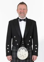 Black Prince Charlie Jacket with Vest Front View