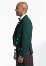 Green Scottish Prince Charlie Jacket with Vest Left Side View
