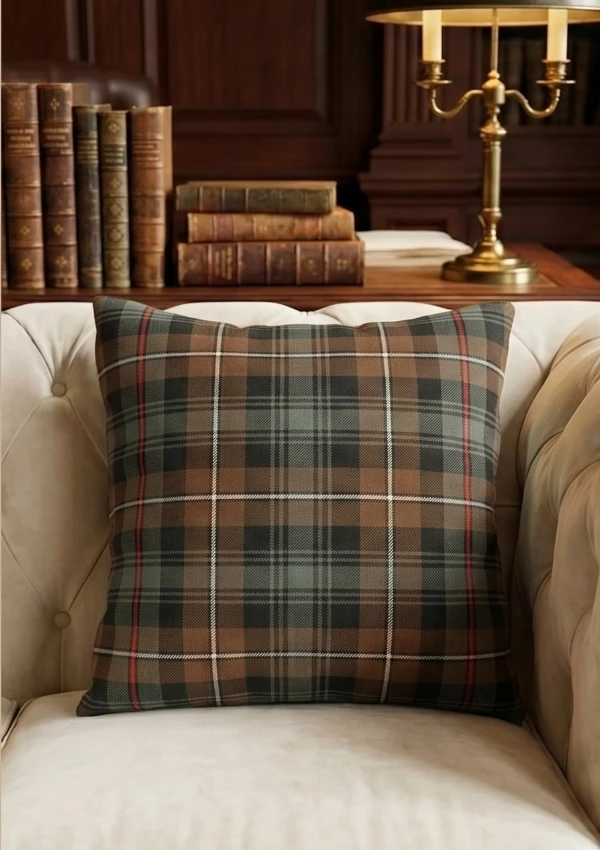 Mackenzie Weathered Tartan Cushion Front View