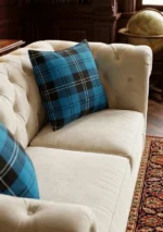 Ramsay Blue Tartan Cushion Side