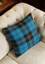 Ramsay Blue Tartan Cushion Side View