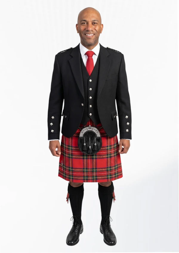 Black Argyle Kilt Outfit For Sale Front